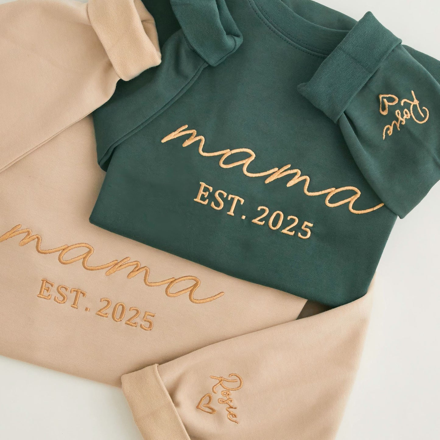 Personalized Adult Crochet Sweatshirt - Custom Embroidered "Mama Est. 2025"