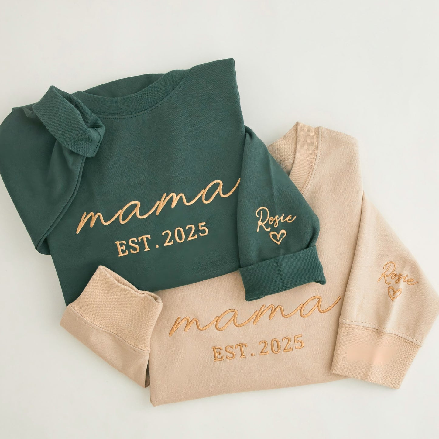 Personalized Adult Crochet Sweatshirt - Custom Embroidered "Mama Est. 2025"